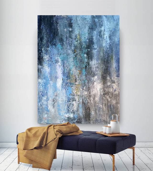 Your Original Hand-painted Contemporary White Hallway Abstract OF1IG